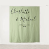 Script Minimalist Wedding | Sage Green Backdrop タペストリー (正面)