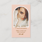 Script Modern arch pink photo logo ロイヤリティカード (正面)