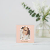 Script Modern arch pink photo qr code logo スクエア名刺 (スタンド正面)