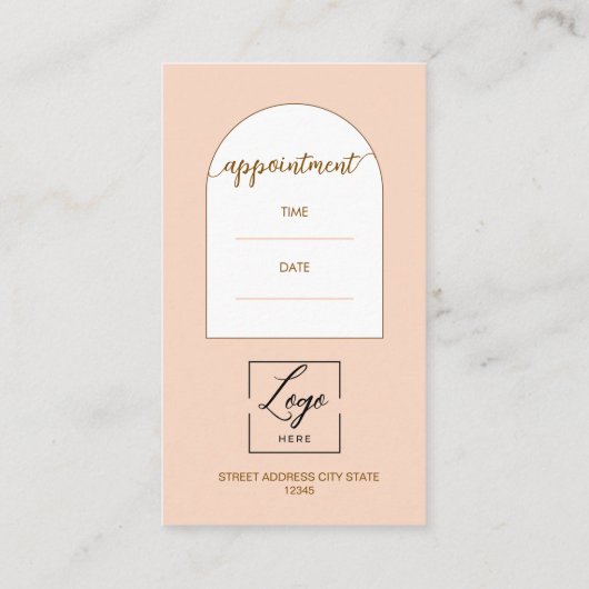 Script Modern arch pink photo qr code logo 予約カード (裏面)