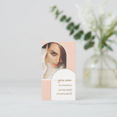 Script Modern arch pink photo qr code logo 名刺 (スタンド正面)