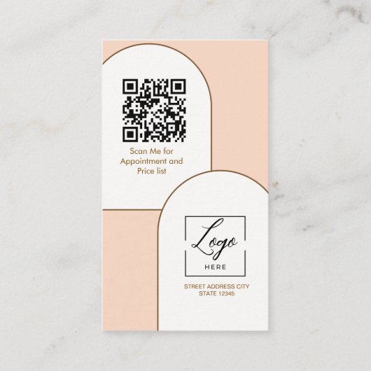 Script Modern arch pink photo qr code logo 名刺 (裏面)