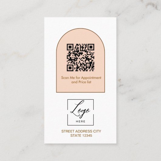 Script Modern arch pink photo qr code logo 名刺 (裏面)
