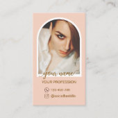 Script Modern arch pink photo qr code logo 名刺 (正面)