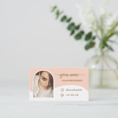 Script Modern arch pink photo qr code logo Busines 名刺 (スタンド正面)