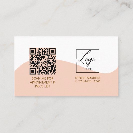 Script Modern arch pink photo qr code logo Busines 名刺 (裏面)