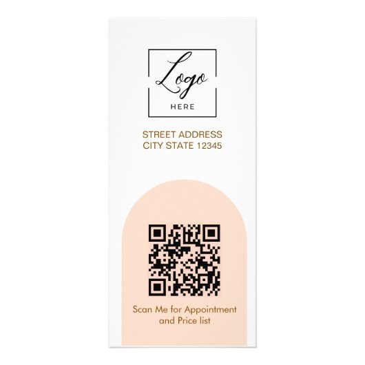 Script Modern arch pink  qr code logo price list ラックカード (裏面)