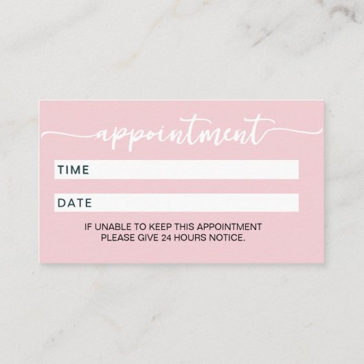 Script Modern Blush Pink and white 予約カード (裏面)
