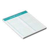 Script Modern Elegant Teal Two Column Checklist ノートパッド (アングル)