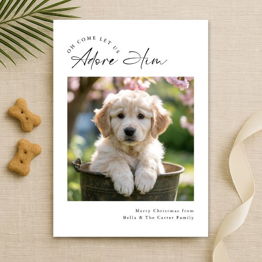 Script Modern Minimalist Ador Him Dog Family Photo シーズンカード