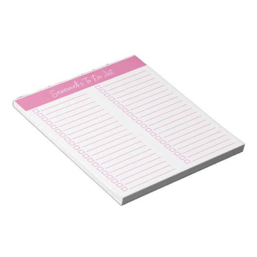 Script Modern Pink Two Column Checklist ノートパッド (アングル)
