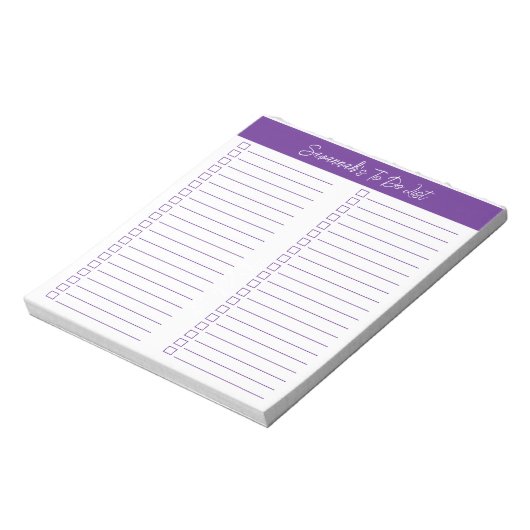 Script Modern Purple Two Column Checklist ノートパッド (回転)