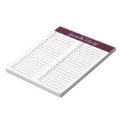Script Modern Red Brown Two Column Checklist ノートパッド (回転)