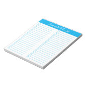 Script Modern Sky Blue Two Column Checklist ノートパッド (回転)