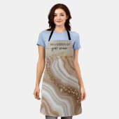 Script Modern watercolor beige and gold custom エプロン (着用した状態)