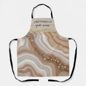 Script Modern watercolor beige and gold custom エプロン (正面)