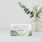 Script Modern watercolor Sage green and gold 予約カード (スタンド正面)