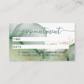 Script Modern watercolor Sage green and gold 予約カード (裏面)