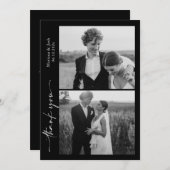 Script Modern Wedding 2 Photos Thank You Card サンキューカード (正面/裏面)