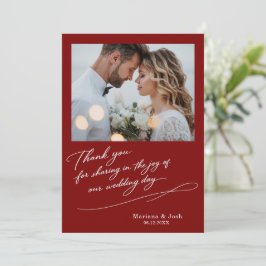 Script Modern Wedding 2 Photos Thank You Card サンキューカード