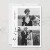 Script Modern Wedding 2 Photos Thank You Card サンキューカード (正面)