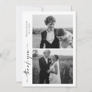 Script Modern Wedding 2 Photos Thank You Card サンキューカード