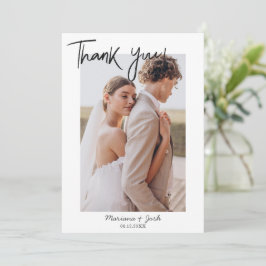 Script Modern Wedding 2 Photos Thank You Card サンキューカード