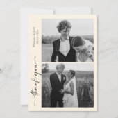 Script Modern Wedding 2 Photos Thank You Card サンキューカード (正面)