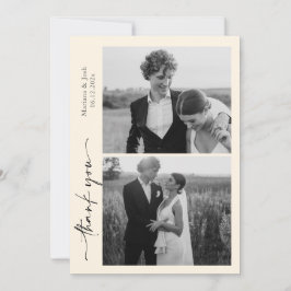 Script Modern Wedding 2 Photos Thank You Card サンキューカード