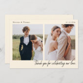 Script Modern Wedding 2 Photos Thank You Card サンキューカード (正面/裏面)