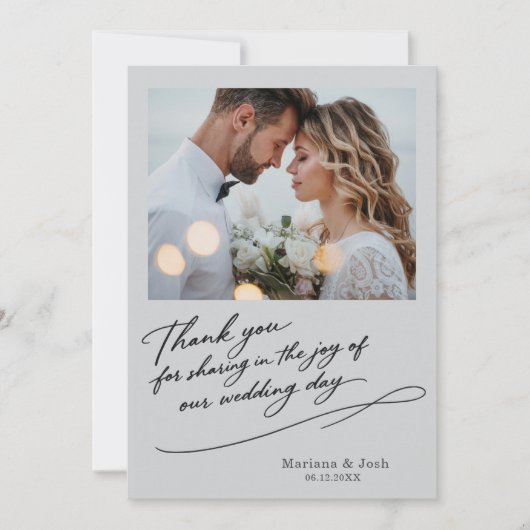 Script Modern Wedding 2 Photos Thank You Card サンキューカード (正面)