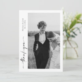 Script Modern Wedding 2 Photos Thank You Card サンキューカード
