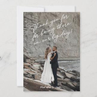 Script Modern Wedding Photo Thank You Card サンキューカード