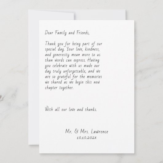 Script Modern Wedding Photo Thank You Card サンキューカード (裏面)