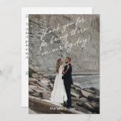 Script Modern Wedding Photo Thank You Card サンキューカード (正面/裏面)