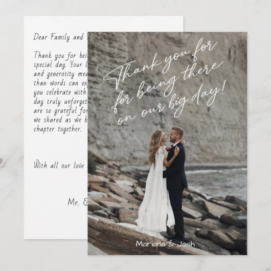 Script Modern Wedding Photo Thank You Card サンキューカード (正面/裏面)