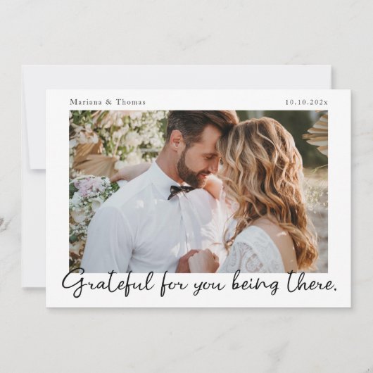 Script Modern Wedding Photo Thank You Card サンキューカード (正面)
