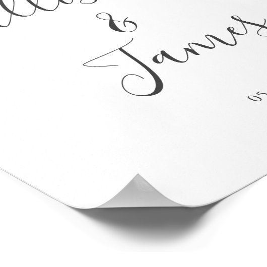 Script Modern White Wedding Welcome Sign ポスター (角)