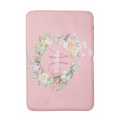Script Monogramエレガントバラフローラガーリー Pink バスマット (正面縦)