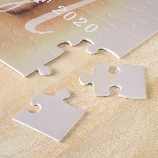 Script Monogramクラス年カスタム写真卒業 ジグソーパズル (側面)