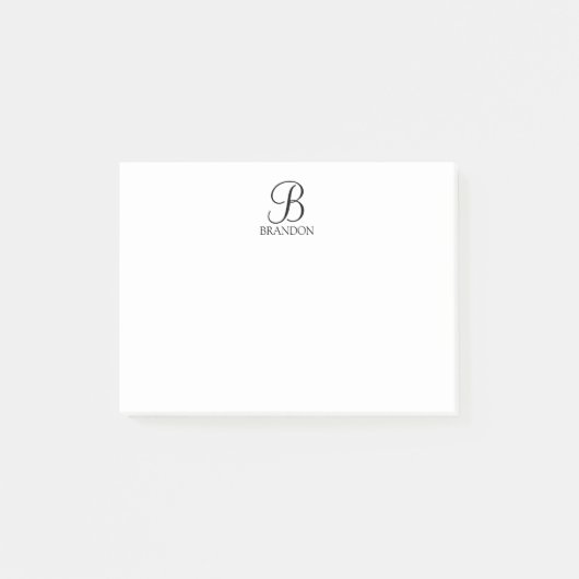 Script MonogramパーソナライズされたとName Notepad ポストイット (正面)