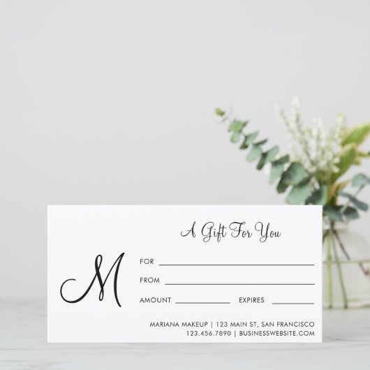Script Monogram Business Gift証明書 (スタンド正面)