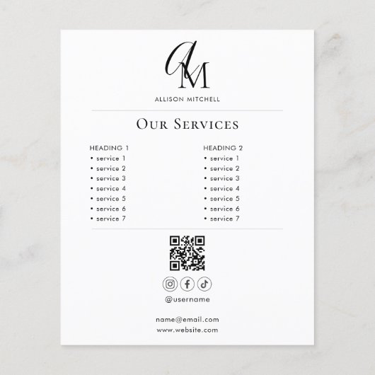 Script Monogram Business Photo QR Code Flyer チラシ (裏面)