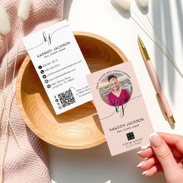 Script Monogram CircleビジネスフォトロゴQRコード 名刺