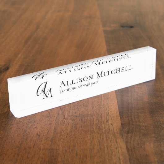 Script Monogram Minimalist Elgeant Desk Nameplate デスクネームプレート (側面)