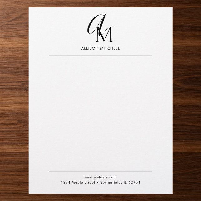Script Monogram Minimalist Letterhead レターヘッド (クリエイターアップロード済み)