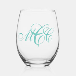 Script Monogram Threeイニシャル ステムなしワイングラス