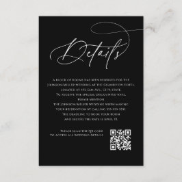 Script Monogram Wedding Details Black QR Code エンクロージャーカード