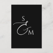 Script Monogram Wedding Details Black QR Code エンクロージャーカード (裏面)