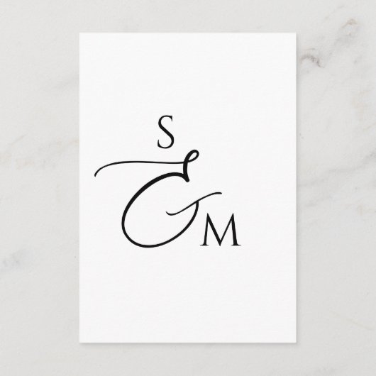 Script Monogram Wedding Details White QR Code エンクロージャーカード (裏面)